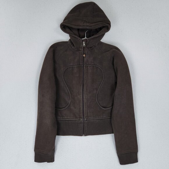 Lululemon Jacket Womens 10 Brown Scuba Hoodie Full Zip Athletic Stretch Casual - Picture 1 of 9